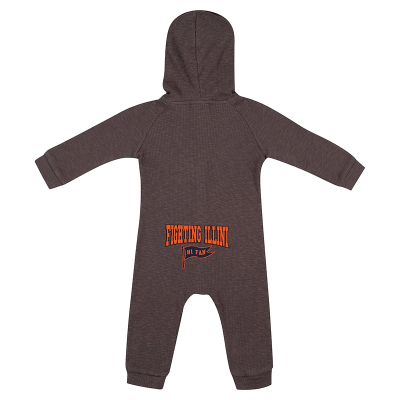 Newborn  Colosseum Illinois Fighting Illini Zando-Zan Waffle Full-Snap Hooded Romper
