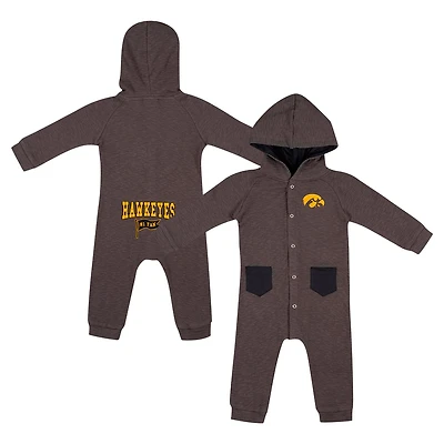 Newborn  Colosseum Iowa Hawkeyes Zando-Zan Waffle Full-Snap Hooded Romper