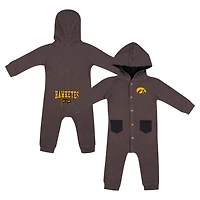 Newborn  Colosseum Iowa Hawkeyes Zando-Zan Waffle Full-Snap Hooded Romper