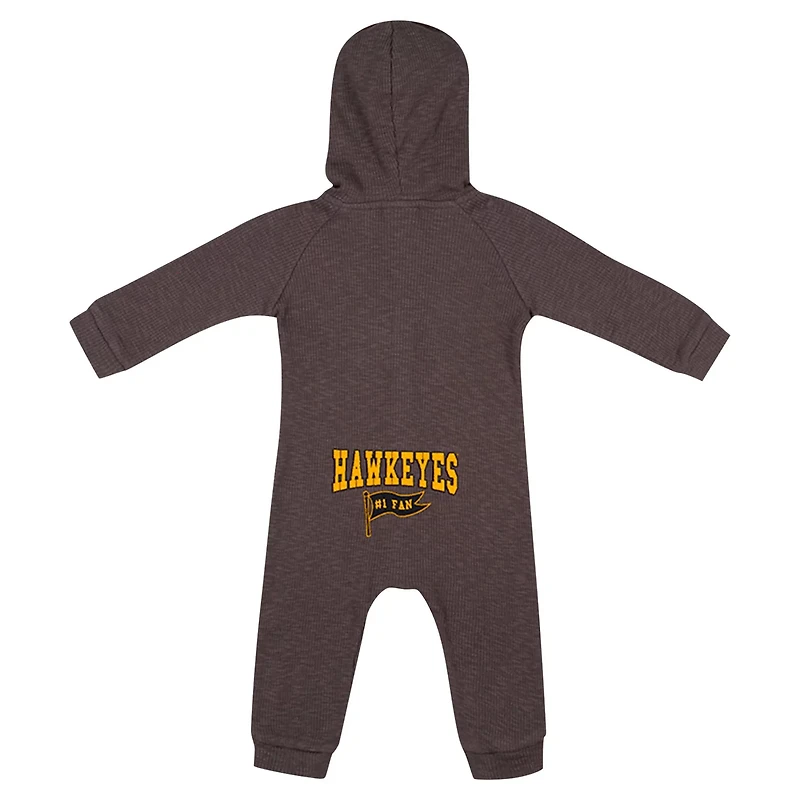 Newborn Colosseum Iowa Hawkeyes Zando-Zan Waffle Full-Snap Hooded Romper