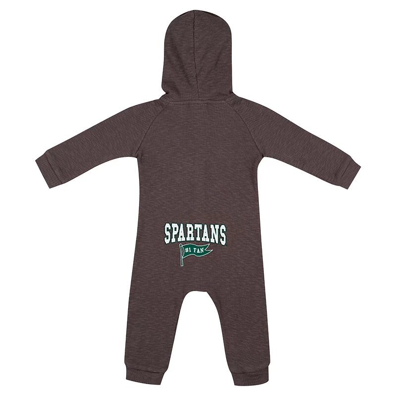 Newborn  Colosseum Michigan State Spartans Zando-Zan Waffle Full-Snap Hooded Romper