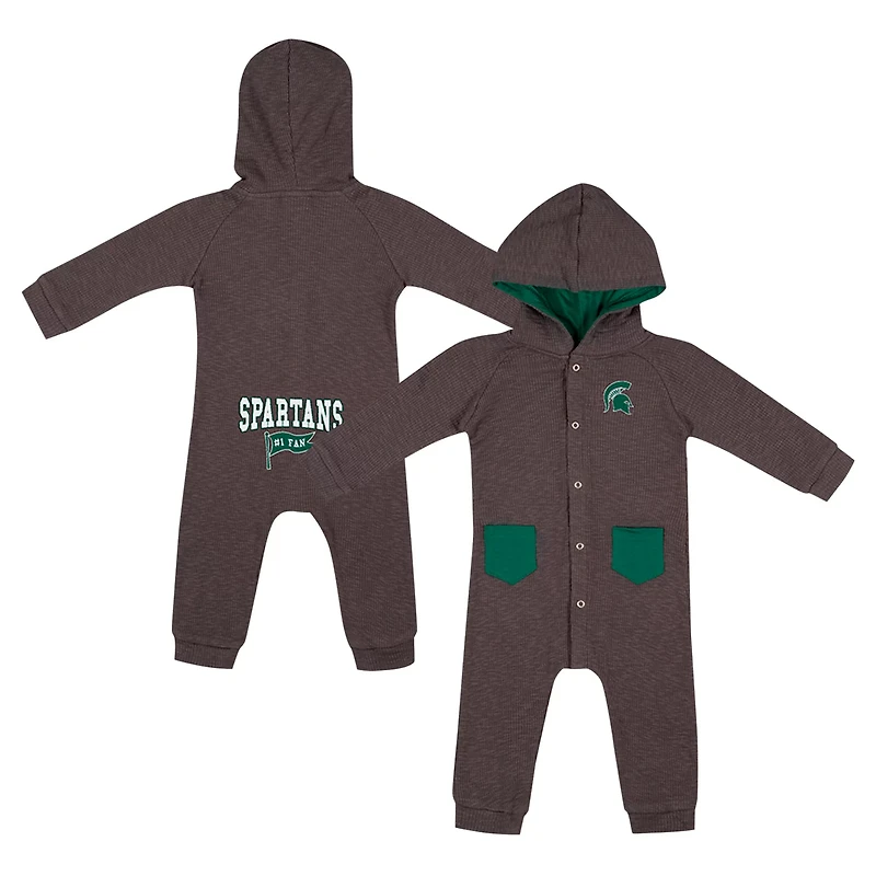 Newborn  Colosseum Michigan State Spartans Zando-Zan Waffle Full-Snap Hooded Romper