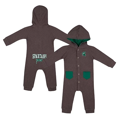 Newborn  Colosseum Michigan State Spartans Zando-Zan Waffle Full-Snap Hooded Romper