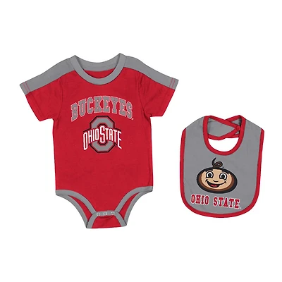 Newborn  Colosseum Ohio State Buckeyes Encore Bodysuit Bib Set