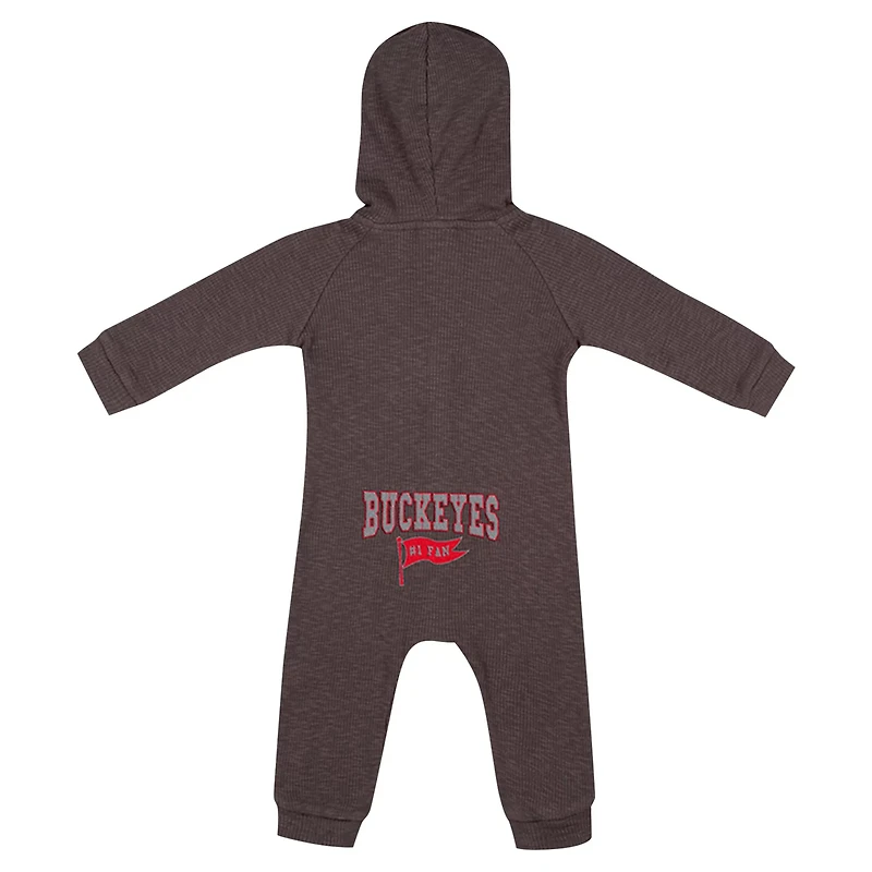 Newborn  Colosseum Ohio State Buckeyes Zando-Zan Waffle Full-Snap Hooded Romper
