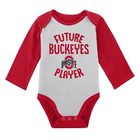 Newborn  Gray Ohio State Buckeyes 2-Pack Play Time Long Sleeve Bodysuit Set