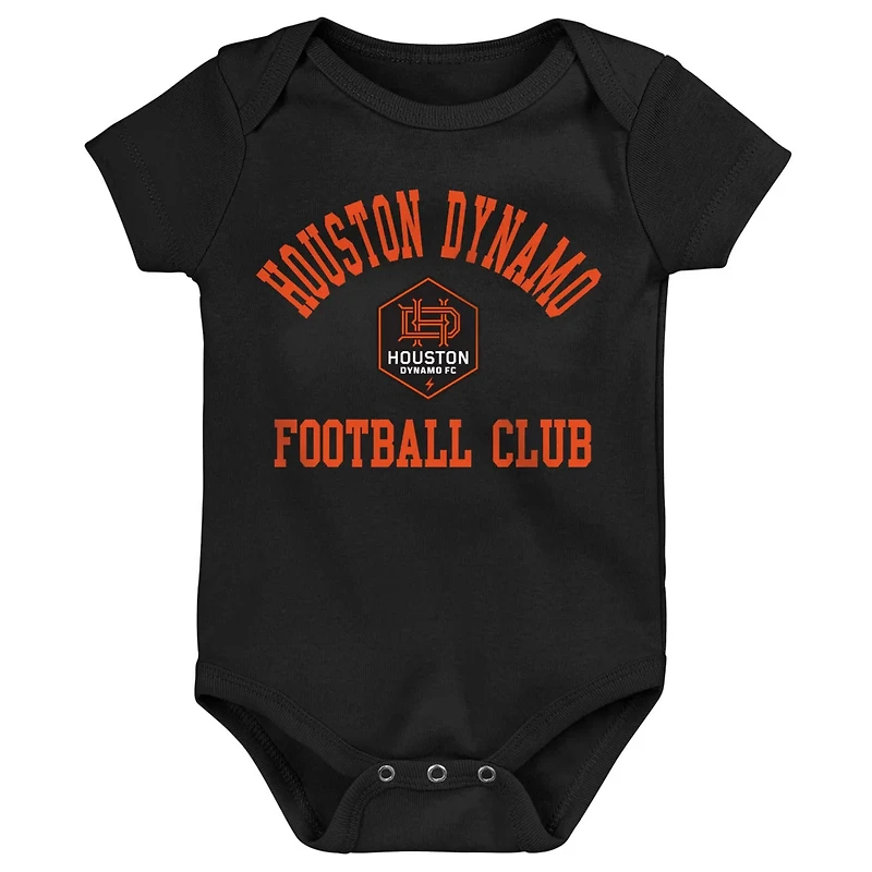 Newborn  Infant Black Gray Houston Dynamo FC 3-Pack Bodysuit Set