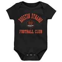Newborn  Infant Black Gray Houston Dynamo FC 3-Pack Bodysuit Set
