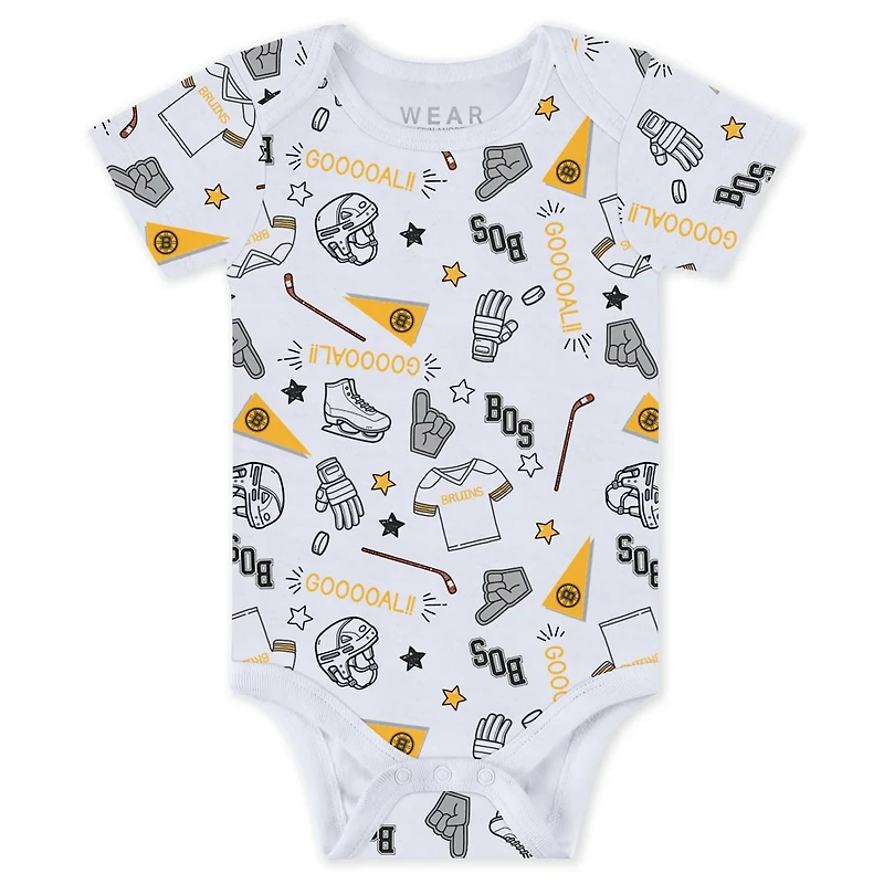 Newborn  Infant WEAR by Erin Andrews Boston Bruins Turn Me Around Bodysuits  Pants 3-Piece Set