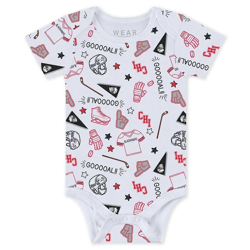 Newborn Infant WEAR by Erin Andrews Chicago Blackhawks Turn Me Around Bodysuits Pants 3-Piece Set