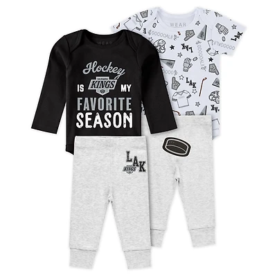 Newborn  Infant WEAR by Erin Andrews Los Angeles Kings Turn Me Around Bodysuits Pants 3-Piece Set