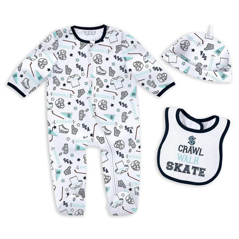Newborn  Infant WEAR by Erin Andrews Seattle Kraken Sleep and Play Sleeper Set with Bib