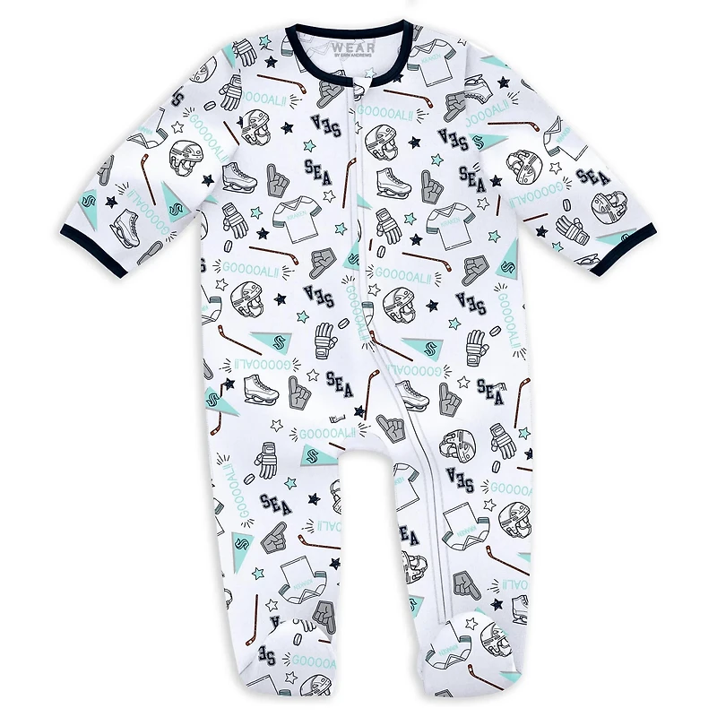 Newborn  Infant WEAR by Erin Andrews Seattle Kraken Sleep and Play Sleeper Set with Bib