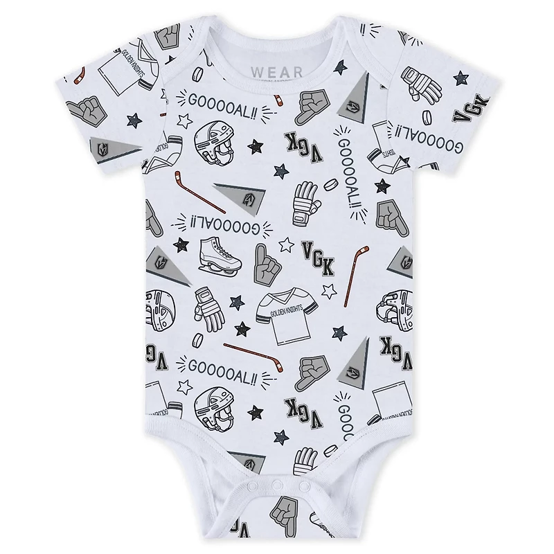Newborn Infant WEAR by Erin Andrews Vegas Golden Knights Turn Me Around Bodysuits Pants 3-Piece Set