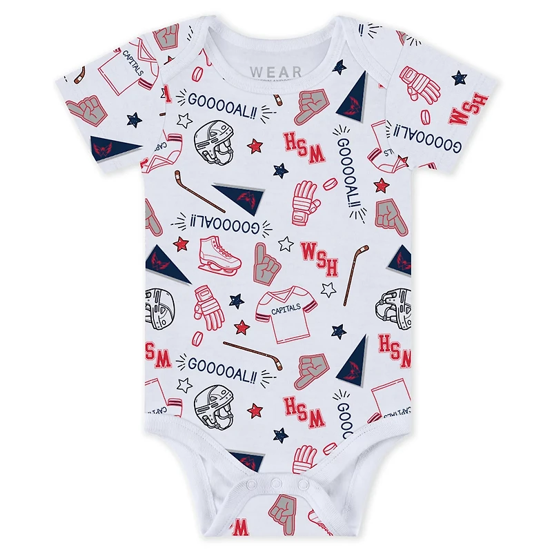 Newborn  Infant WEAR by Erin Andrews Washington Capitals Turn Me Around Bodysuits  Pants 3-Piece Set