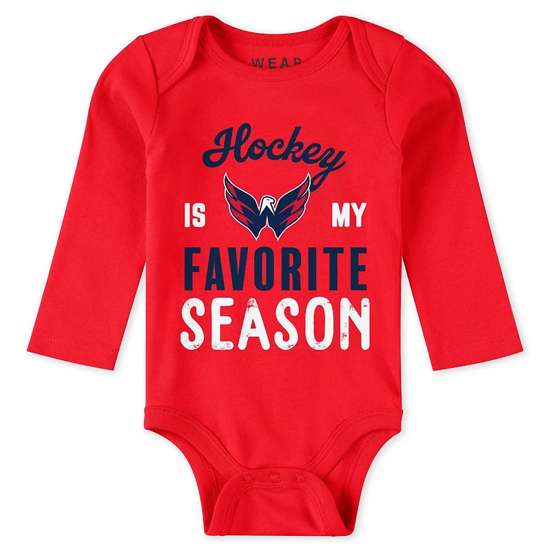 Newborn  Infant WEAR by Erin Andrews Washington Capitals Turn Me Around Bodysuits  Pants 3-Piece Set