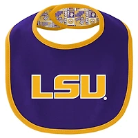 Newborn  LSU Tigers Dynamic Duo Bodysuit Bib Cuffed Knit Hat Set