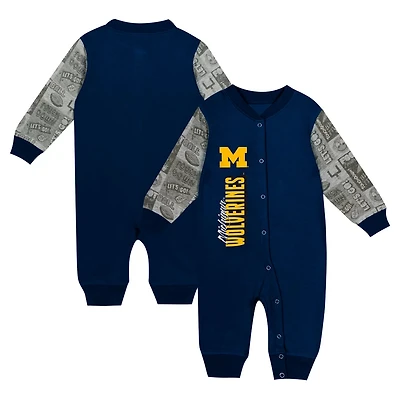 Newborn  Michigan Wolverines Playbook Colorblock Long Sleeve Coveralls