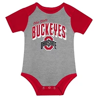 Newborn  Ohio State Buckeyes Dynamic Duo Bodysuit Bib Cuffed Knit Hat Set