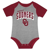 Newborn  Oklahoma Sooners Dynamic Duo Bodysuit Bib Cuffed Knit Hat Set