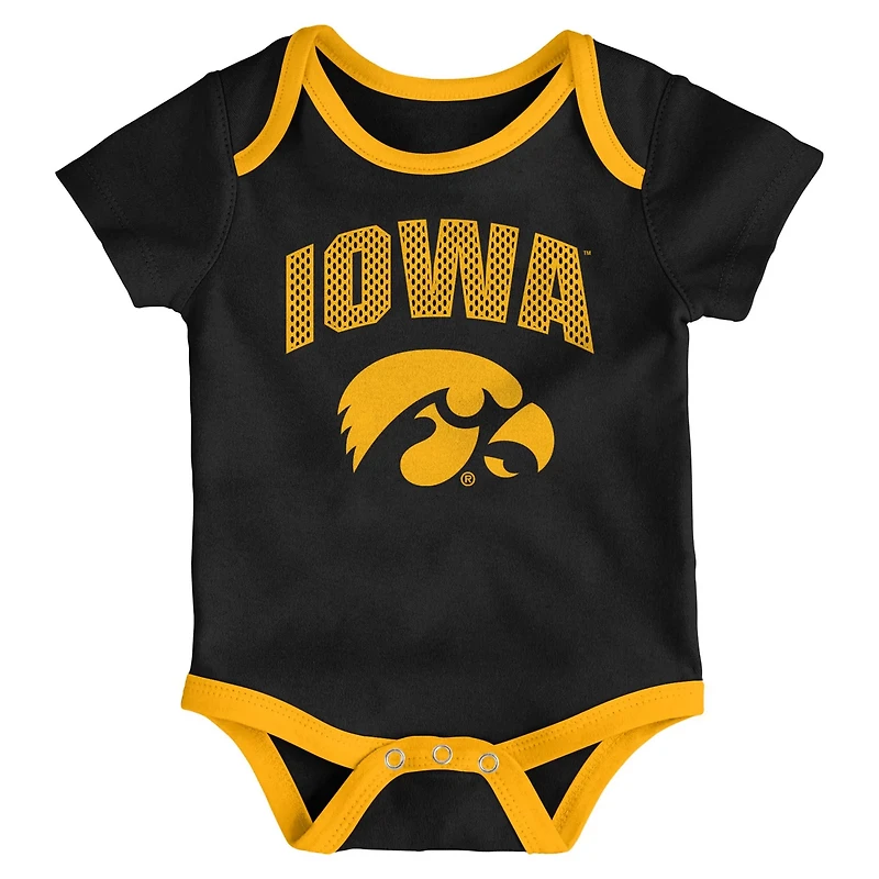 Newborn  Outerstuff Iowa Hawkeyes Three-Pack All Day Play Bodysuit Set