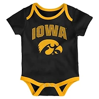 Newborn  Outerstuff Iowa Hawkeyes Three-Pack All Day Play Bodysuit Set
