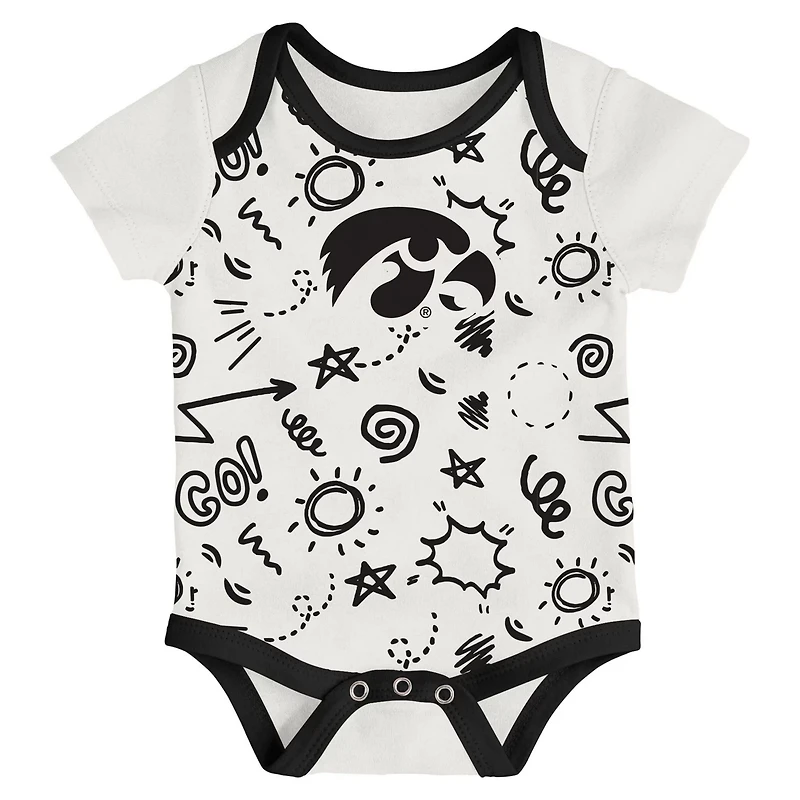 Newborn  Outerstuff Iowa Hawkeyes Three-Pack All Day Play Bodysuit Set