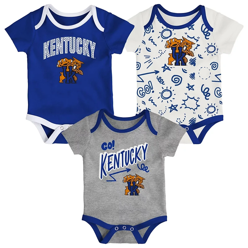 Newborn  Outerstuff Kentucky Wildcats Three-Pack All Day Play Bodysuit Set