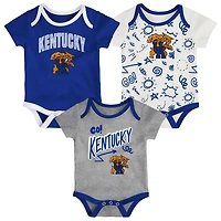 Newborn  Outerstuff Kentucky Wildcats Three-Pack All Day Play Bodysuit Set
