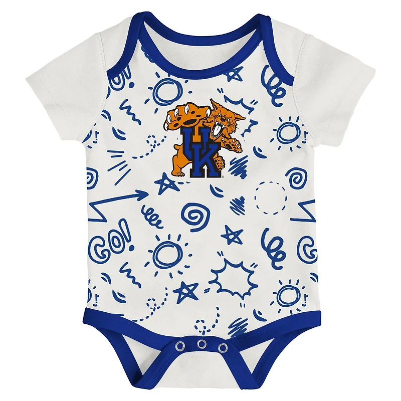 Newborn  Outerstuff Kentucky Wildcats Three-Pack All Day Play Bodysuit Set