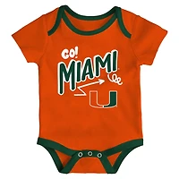 Newborn  Outerstuff Miami Hurricanes Three-Pack All Day Play Bodysuit Set