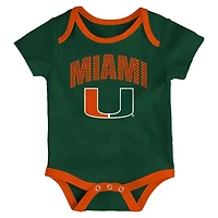Newborn  Outerstuff Miami Hurricanes Three-Pack All Day Play Bodysuit Set