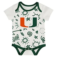 Newborn  Outerstuff Miami Hurricanes Three-Pack All Day Play Bodysuit Set