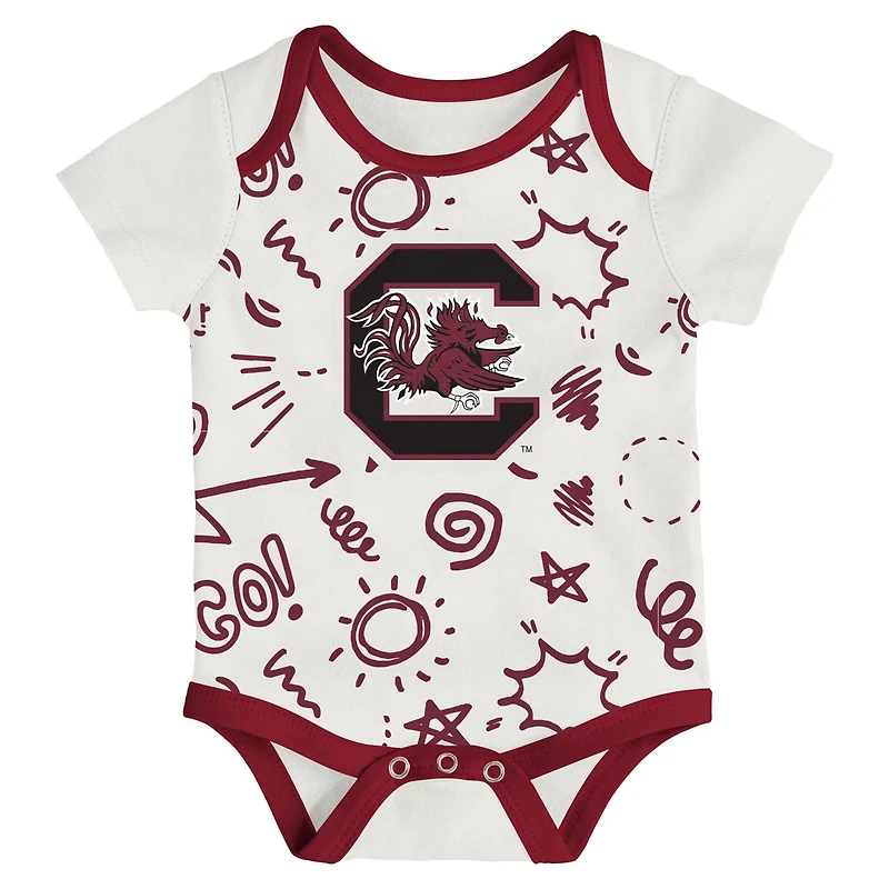 Newborn  Outerstuff South Carolina Gamecocks Three-Pack All Day Play Bodysuit Set