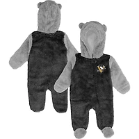 Newborn  Pittsburgh Penguins Game Nap Teddy Fleece Bunting Full-Zip Sleeper