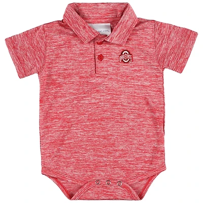 Newborn  Two Feet Ahead Ohio State Buckeyes Space-Dye Golf Polo Bodysuit