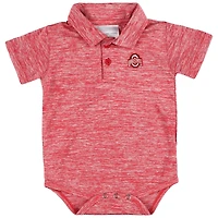 Newborn  Two Feet Ahead Ohio State Buckeyes Space-Dye Golf Polo Bodysuit