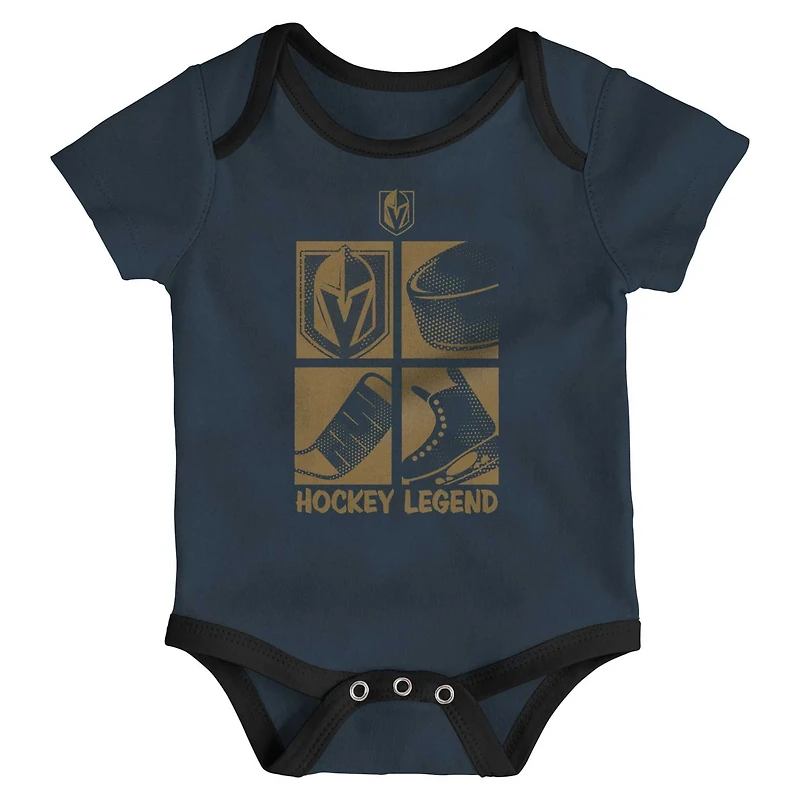 Newborn Vegas Golden Knights Legend Three-Piece Bodysuit Set