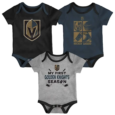 Newborn  Vegas Golden Knights Legend Three-Piece Bodysuit Set