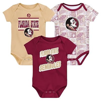 Newborn Florida State Seminoles Sunday Comics 3-Pack Bodysuit Set