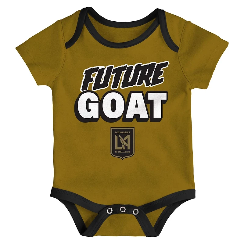 Newborn Heather Gray Gold LAFC Loyal Buddies 3-Pack Bodysuit Set
