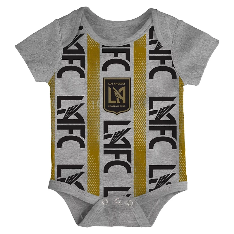Newborn Heather Gray Gold LAFC Loyal Buddies 3-Pack Bodysuit Set