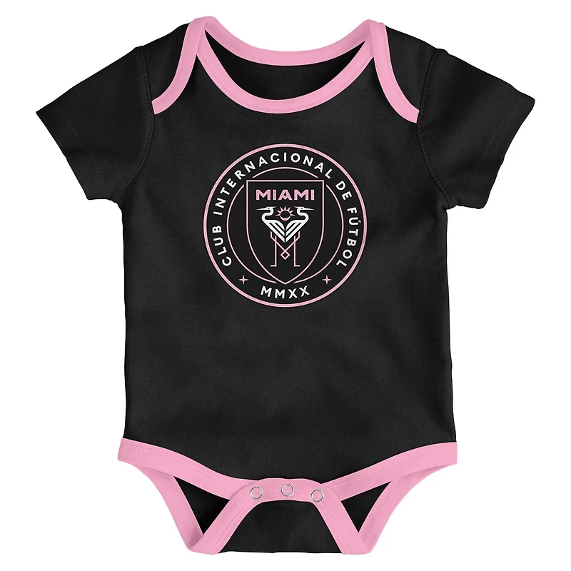 Newborn Heather Gray Pink Inter Miami CF Loyal Buddies 3-Pack Bodysuit Set