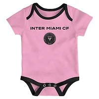 Newborn Heather Gray Pink Inter Miami CF Loyal Buddies 3-Pack Bodysuit Set