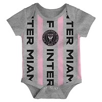 Newborn Heather Gray Pink Inter Miami CF Loyal Buddies 3-Pack Bodysuit Set