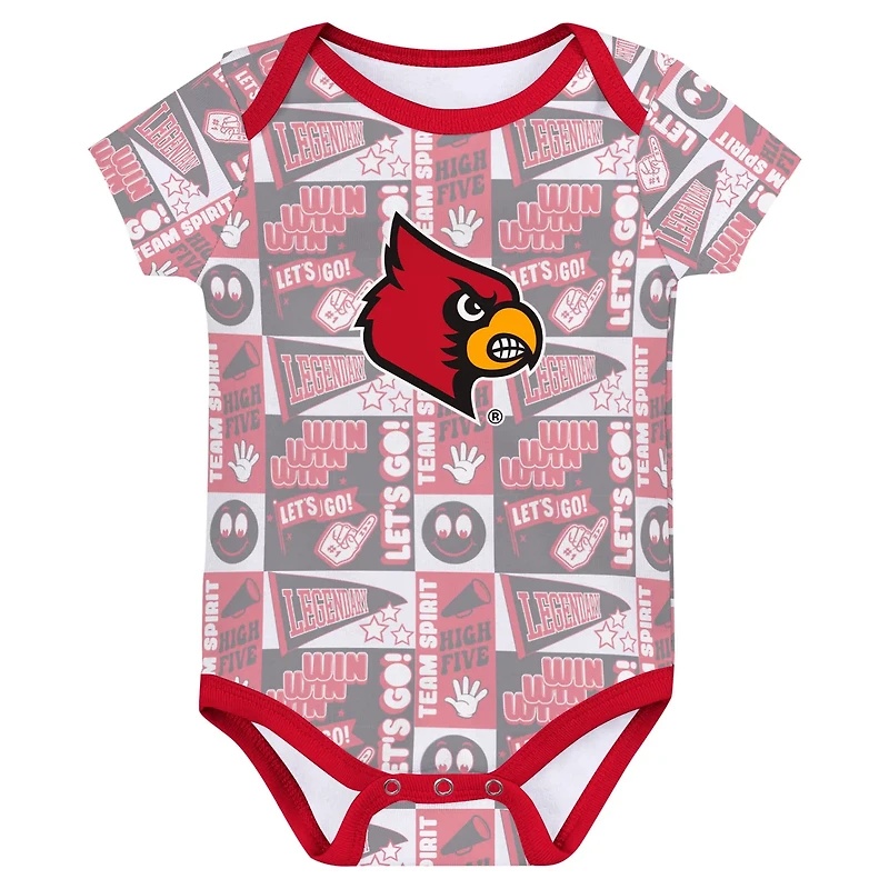 Newborn Louisville Cardinals Sunday Comics 3-Pack Bodysuit Set