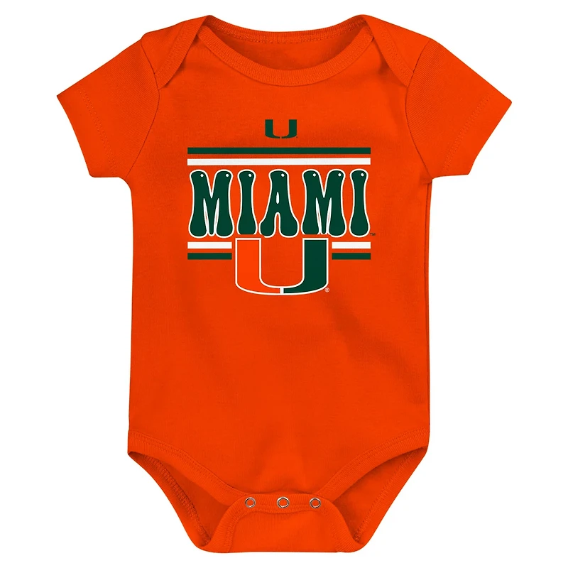 Newborn Miami Hurricanes Sunday Comics 3-Pack Bodysuit Set
