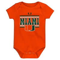 Newborn Miami Hurricanes Sunday Comics 3-Pack Bodysuit Set