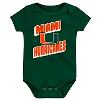 Newborn Miami Hurricanes Sunday Comics 3-Pack Bodysuit Set