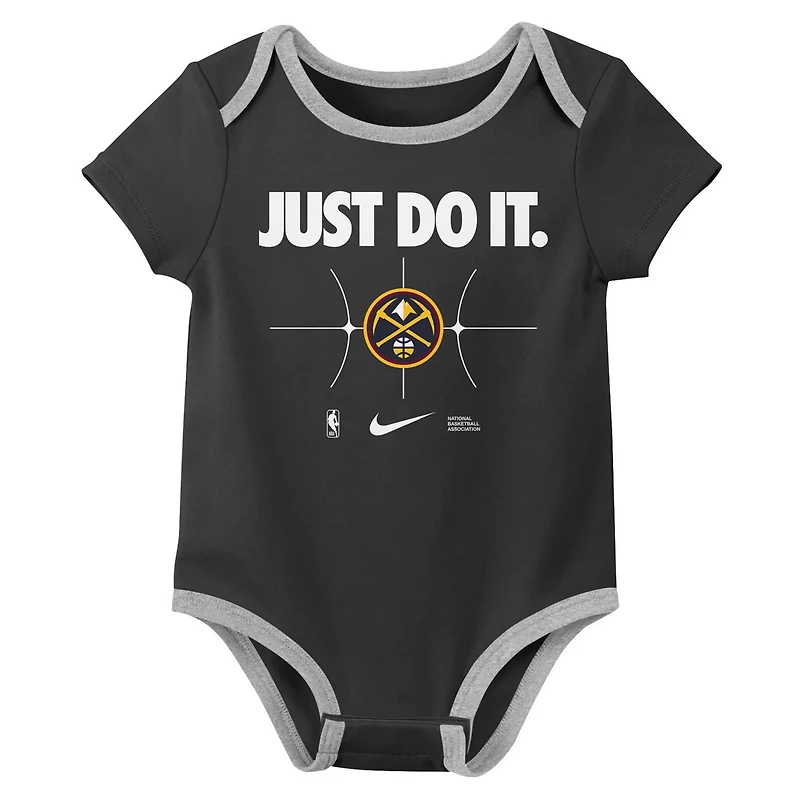 Newborn Nike Black Denver Nuggets Just Do It Two-Pack Bodysuit Set